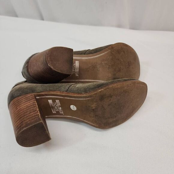 Toms Size 9 Lunata Tarmac Gray Suede Lace-Up Distressed High Heel Boots shoes Wo - Picture 12 of 12